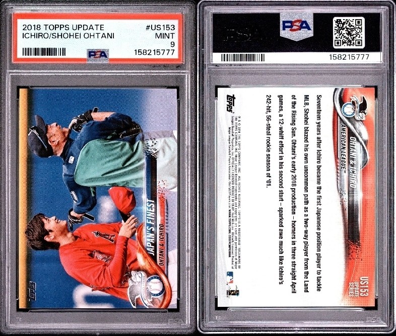 2018 Topps Updatre Ichiro Shohei Ohtani US153 Rare RC PSA 9 