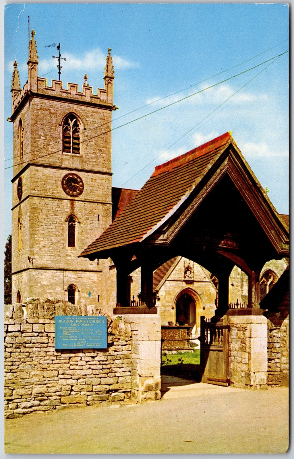 Bladon England UK, The Parish, Old Church, Entrance Gate, Vintage Postcard