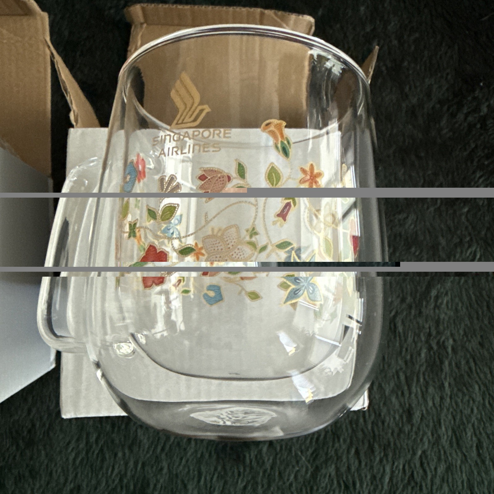 SINGAPORE AIRLINES clear Glass Mugs with  Floral Print