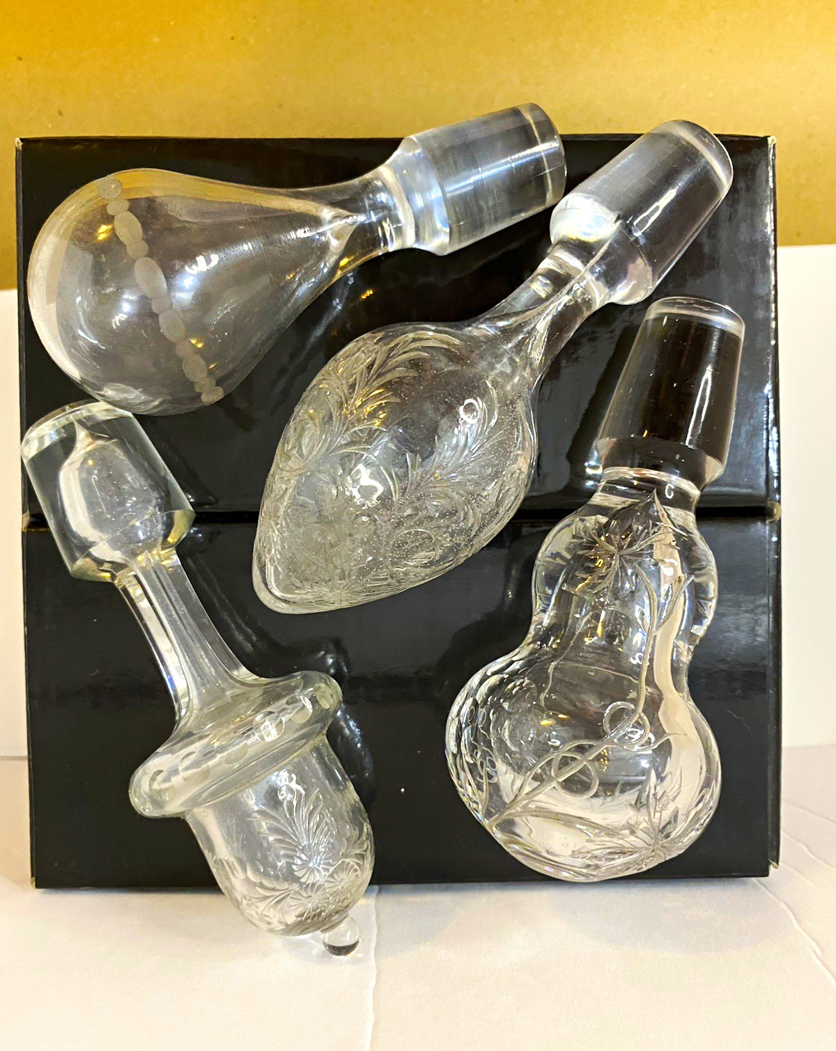 4 VTG Hawkes Glass Crystal Decanter Stoppers Dr.  Robert Brill Estate Corning NY