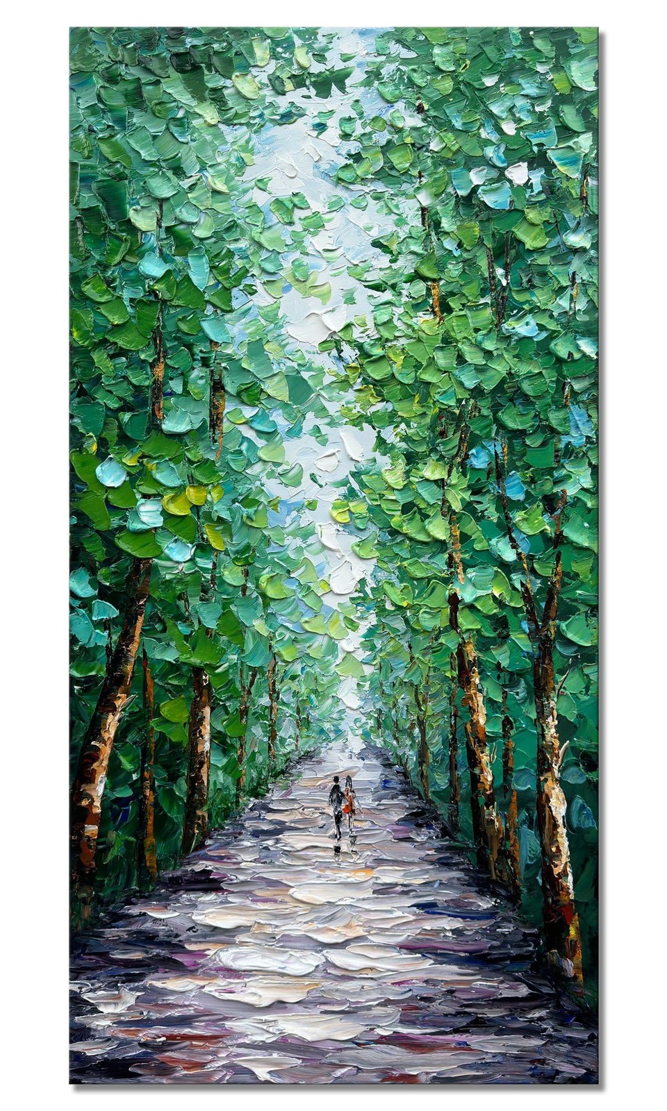 Alenoss Hand Painted Canvas Wall Art Green 24X48 Inches