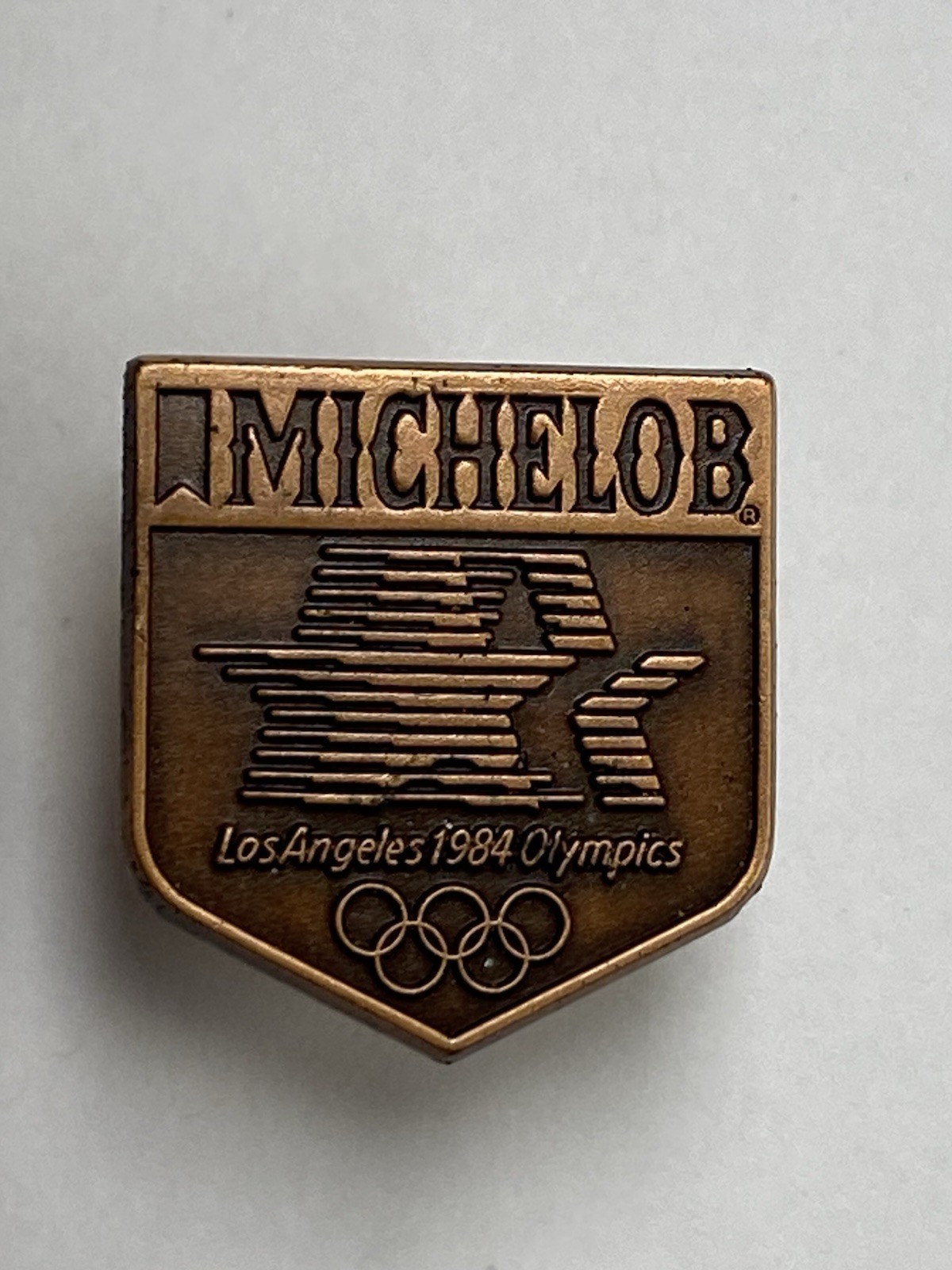 Vtg 1984 Los Angeles Olympics Michelob Sponsor Tiffany & Co Pin RARE  Bronze