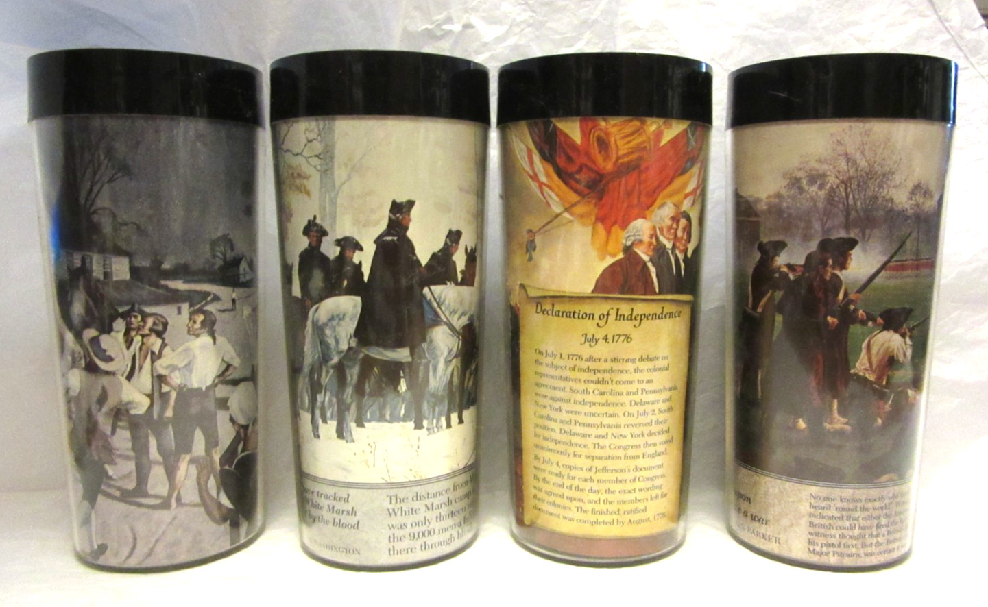 Vtg 4 THERMO-SERV West Bend TUMBLER Glass Valley Forge Declaration Independence+