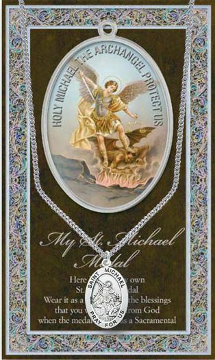 St. Michael Pewter Necklace with Prayer Pamphlet St. Michael Pewter Necklace with Prayer Pamphlet