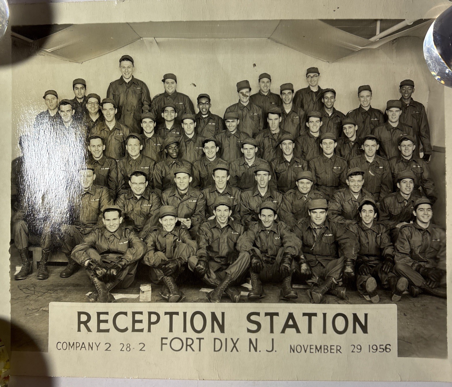 U.S. Army Reception Station B&W Group Photo Fort Dix, NJ, 11/19/56
