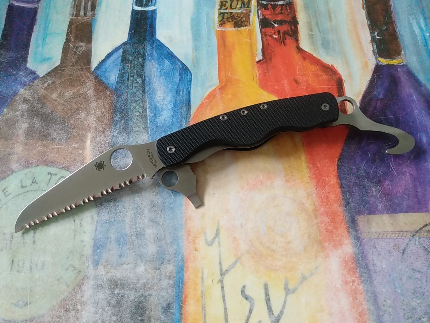 Spyderco ClipiTool Rescue, 8Cr13MoV Serrated Blade Multi-Tool, Black G-10 Handle