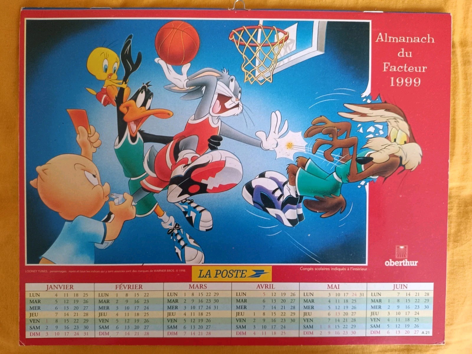 1999 WARNER BROS BUGS BUNNY DAFFY LOONEY TUNES POSTMAN ALMANAC