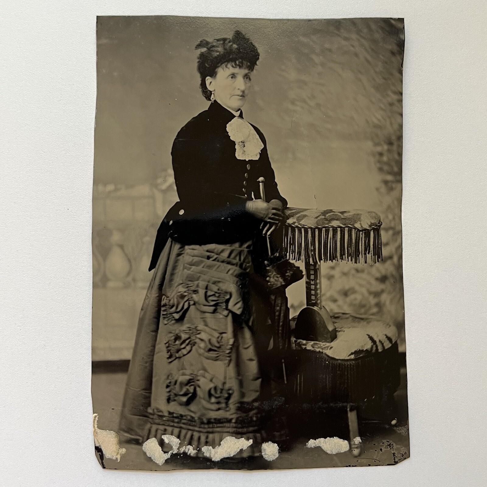 Antique Tintype Half Plate Photograph Beautiful Mature Fashionable Woman