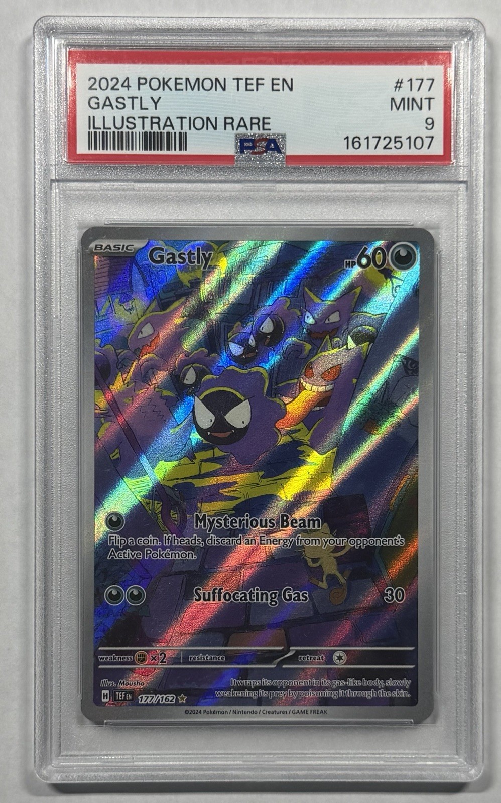 2024 Pokémon TEF Gastly Illustration Rare 177/162 PSA 9 Cert 161725107