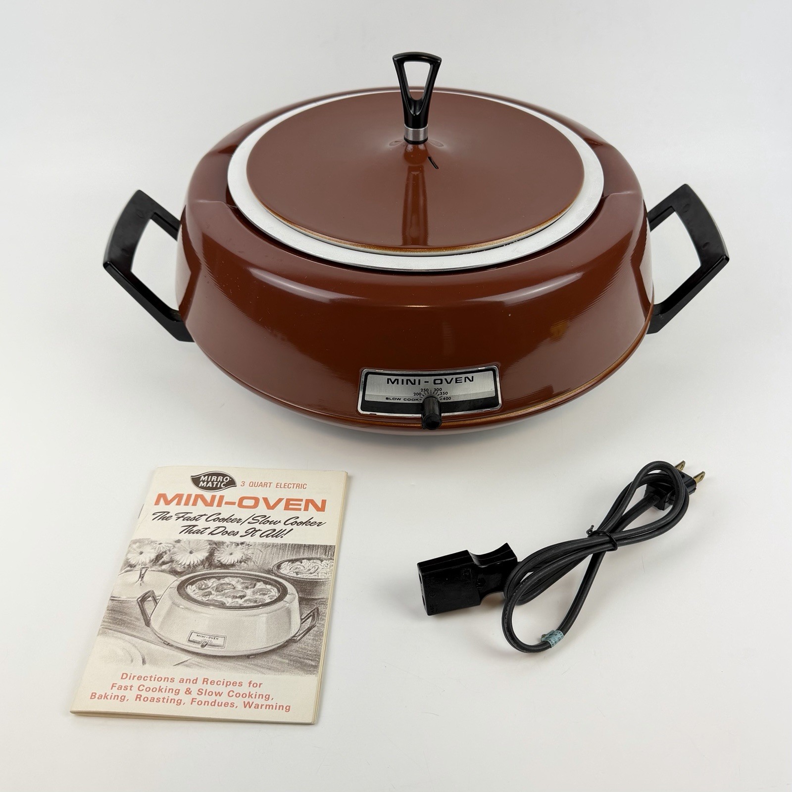 Vintage Mirro-Matic Brown Electric Mini Oven Bake and Serve Pot Mirro 3 qt