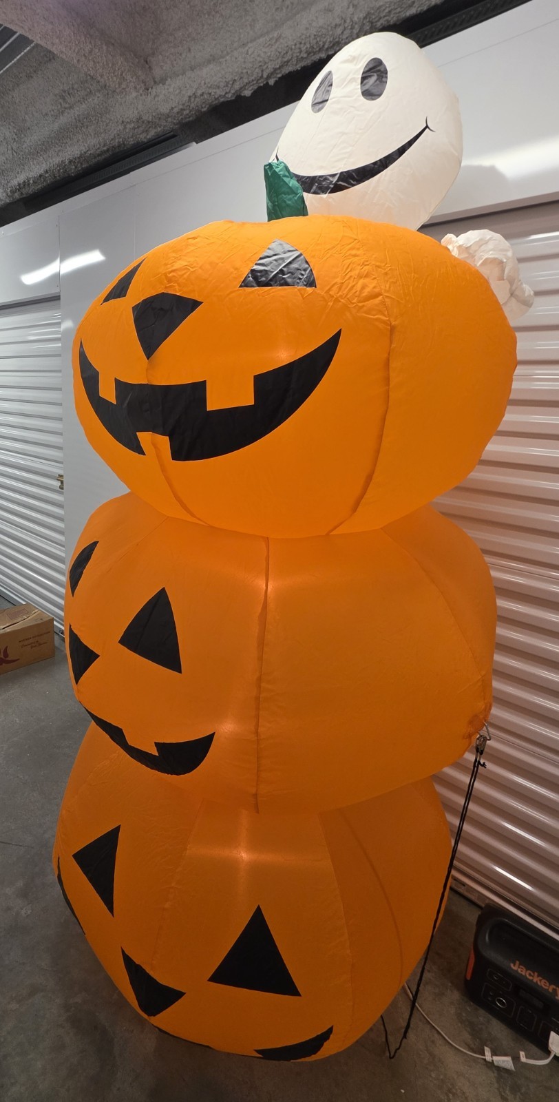 2008 Gemmy 8 ft Pumpkin Stack with Ghost Halloween Inflatable Air Blown Lighted