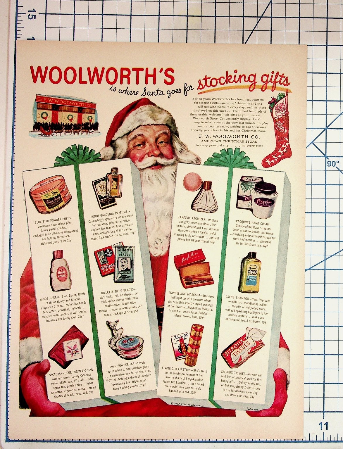 1947 Woolworth's Christmas Santa Stocking Gifts Vintage Magazine Ad Ephemera 1947 Woolworth's Christmas Santa Stocking Gifts Vintage Magazine Ad Ephemera