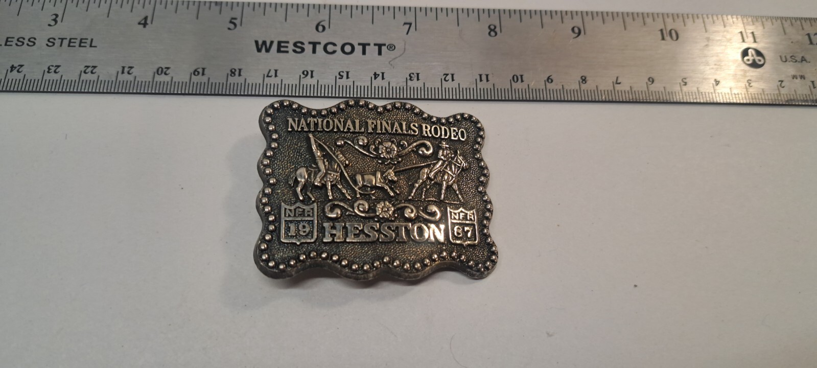 Heston National Finals Rodeo Belt Buckle 1987 FIFTH EDITION WOMENS Heston National Finals Rodeo Belt Buckle 1987 FIFTH EDITION WOMENS