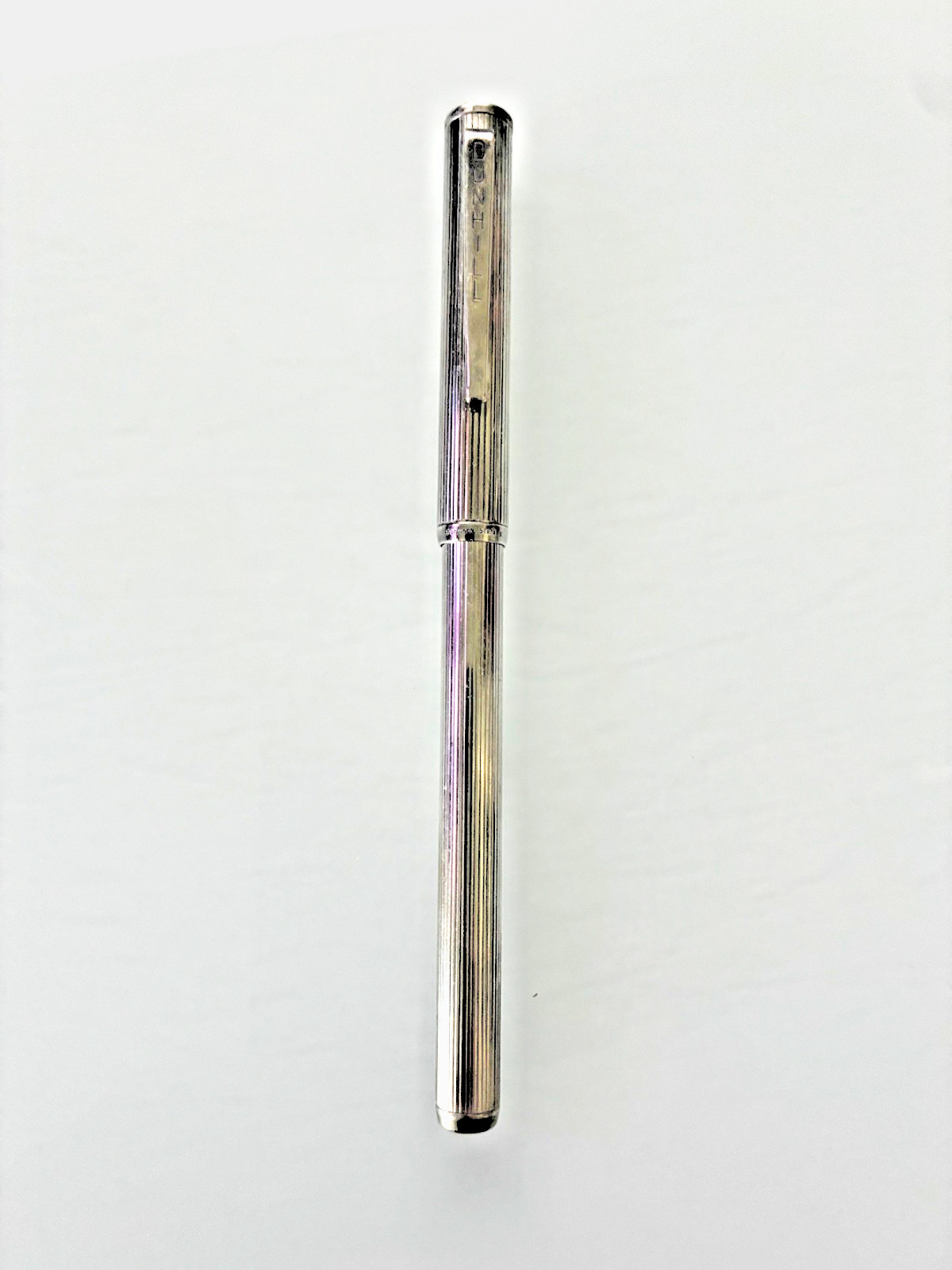 Alfred Dunhill Germany Sterling Silver Pinstripe Ballpoint Pen Ribbed Barrel Alfred Dunhill Germany Sterling Silver Pinstripe Ballpoint Pen Ribbed Barrel