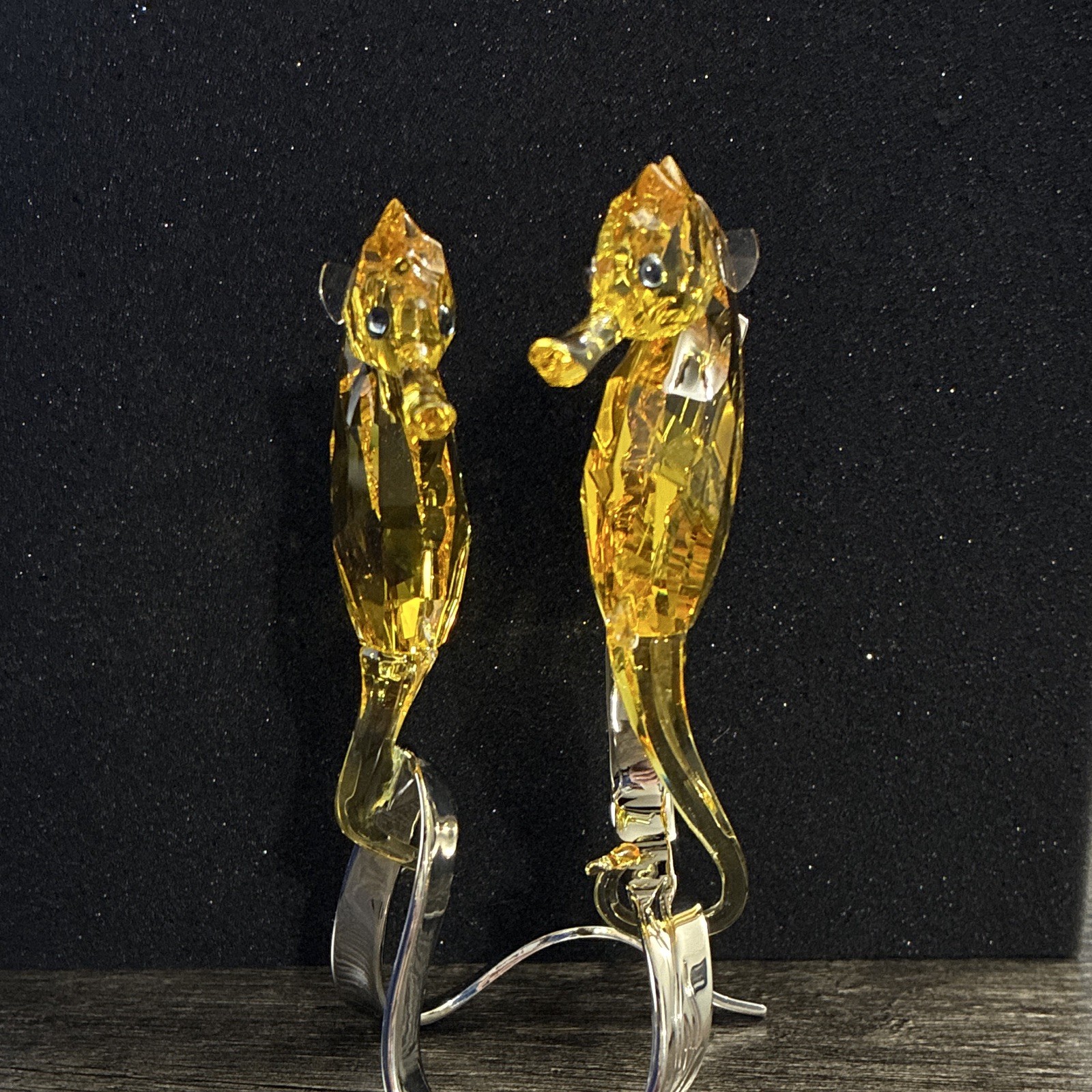 Swarovski Crystal Seahorse Figurine Pair Yellow- Original Box