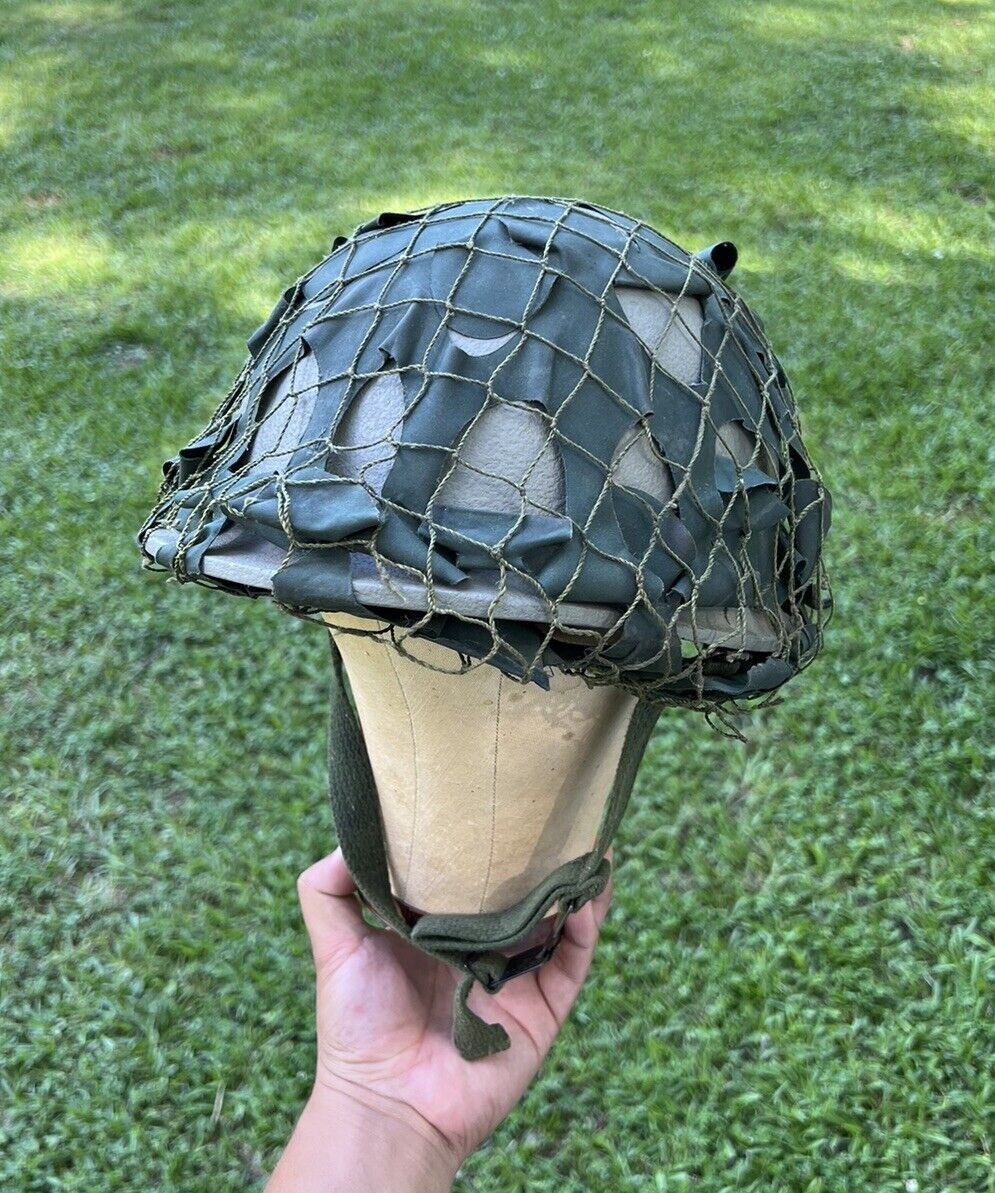 Original Iraqi Army M80/03 Khaki Fiber Combat Helmet w/Full Liner, Straps & Net