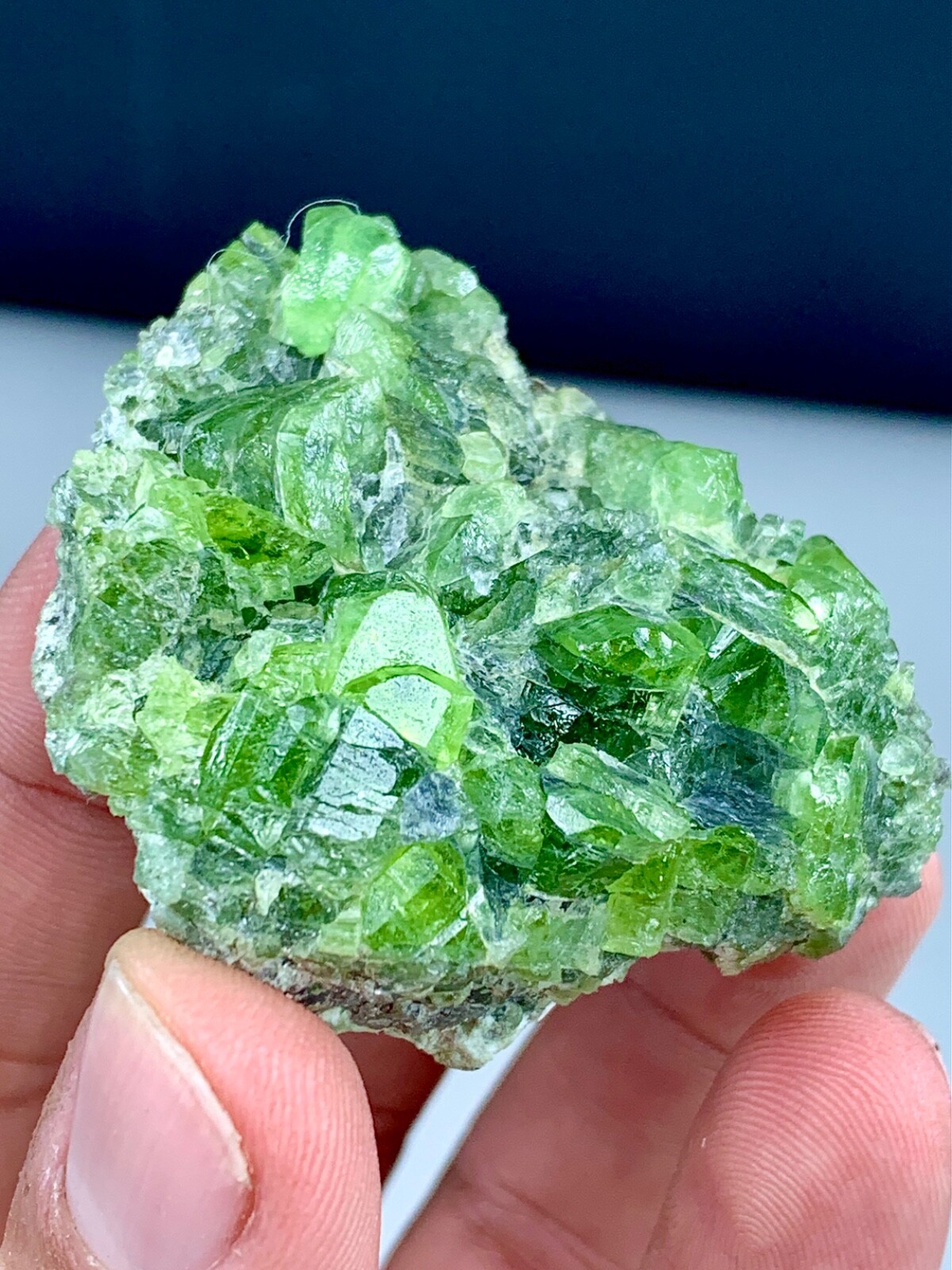 62 GM Natural lush Green Peridot Crystals On Matrix Specimen From Supat Pakistan