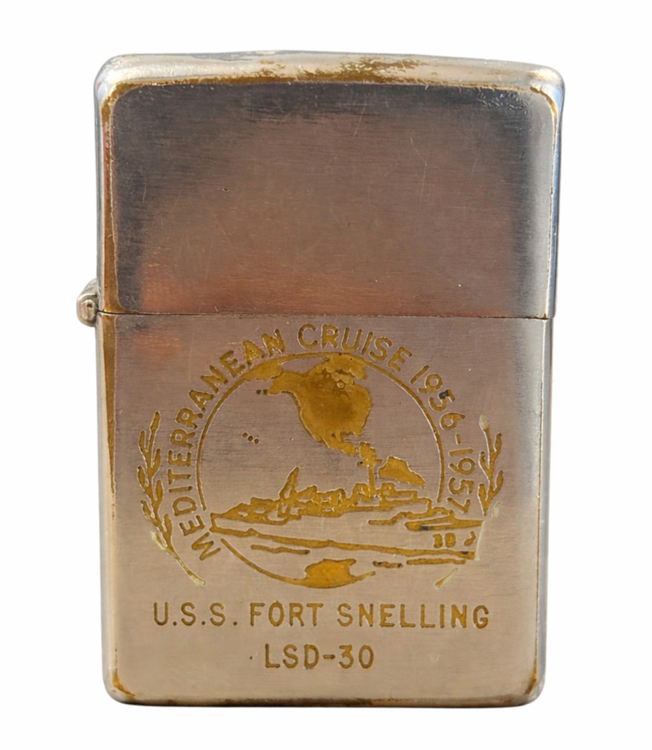Vintage 1956–57 USS Fort Snelling LSD-30 Mediterranean Cruise Zippo