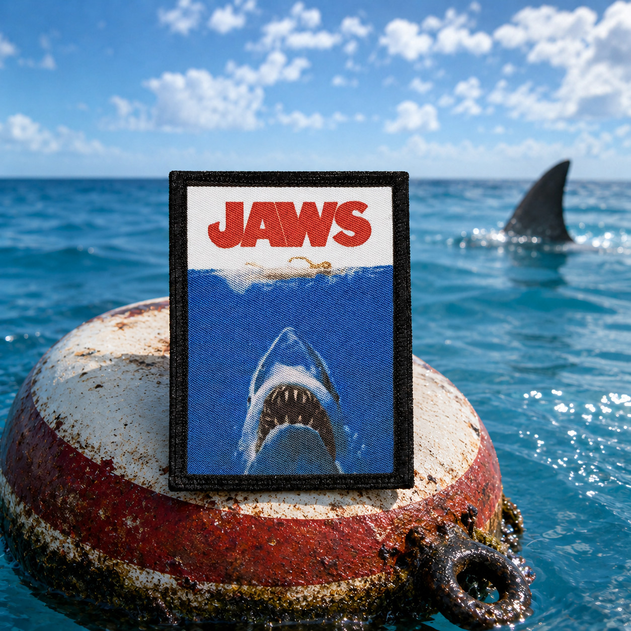 Jaws Shark Movie Poster Morale Patch 2x3 Hook Loop USA Made