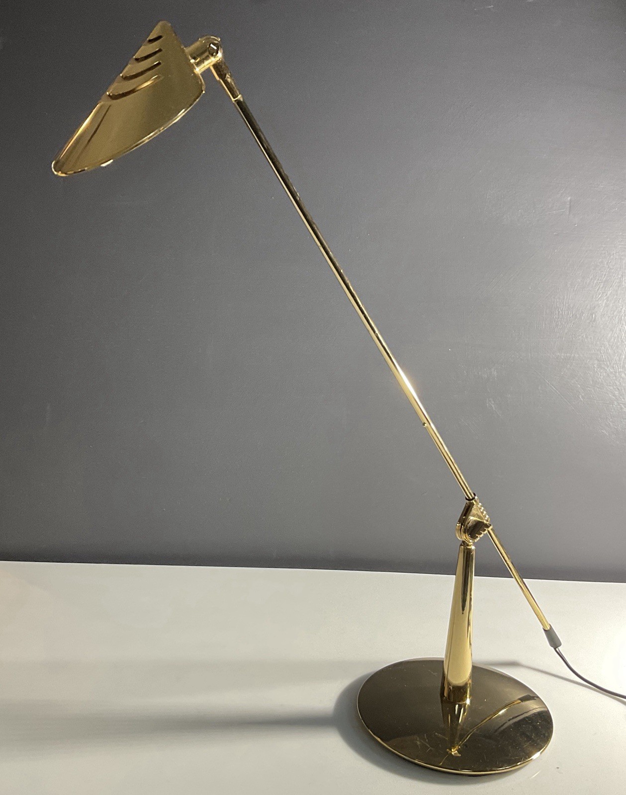 Fase Madrid Postmodern Articulating Desk Lamp Gold Finish Vintage 80's