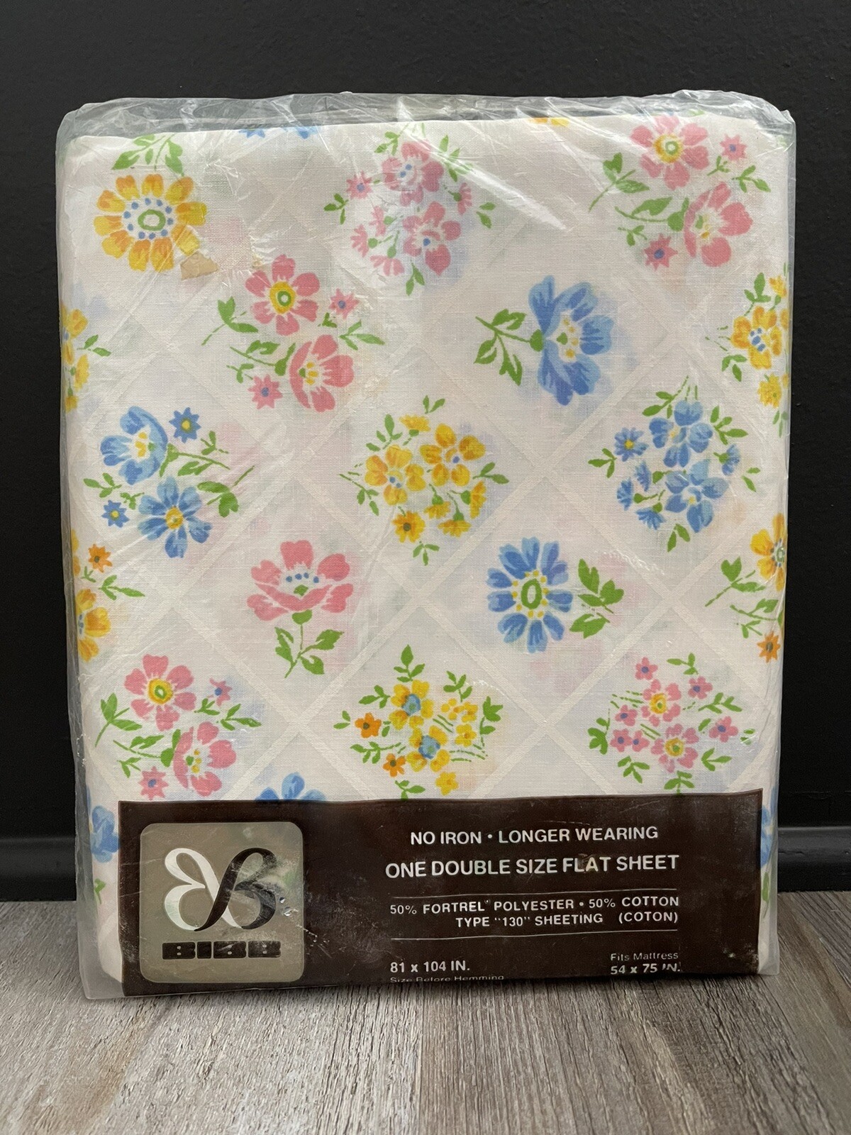 Vtg￼ BIBB Double Flat Sheet Cotton Comfort Floral Print NEW In Packing Target