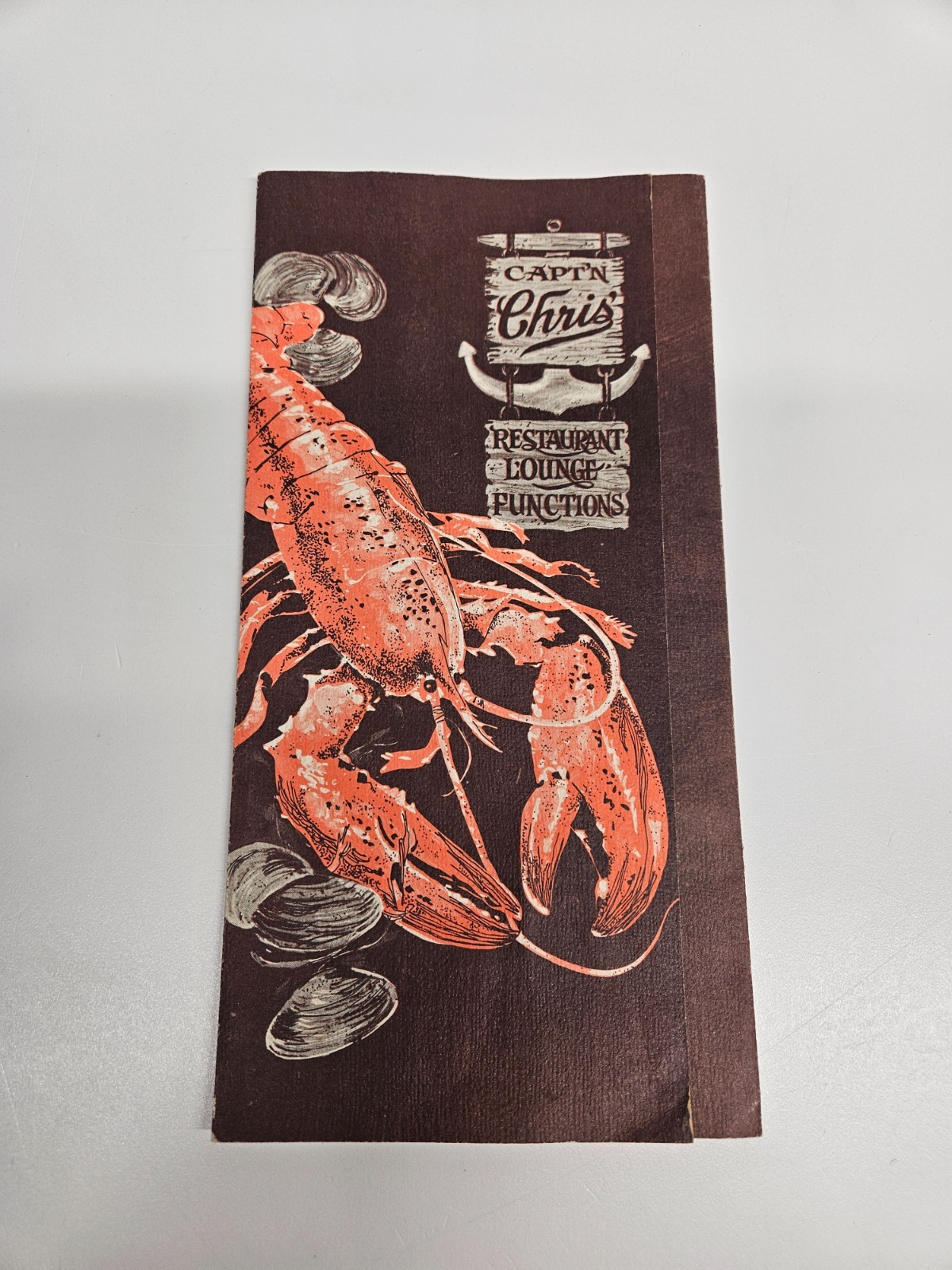 Capt\'n Chris\' Seafood Restaurant Vintage Menu Lobster Haverhill, Massachusetts