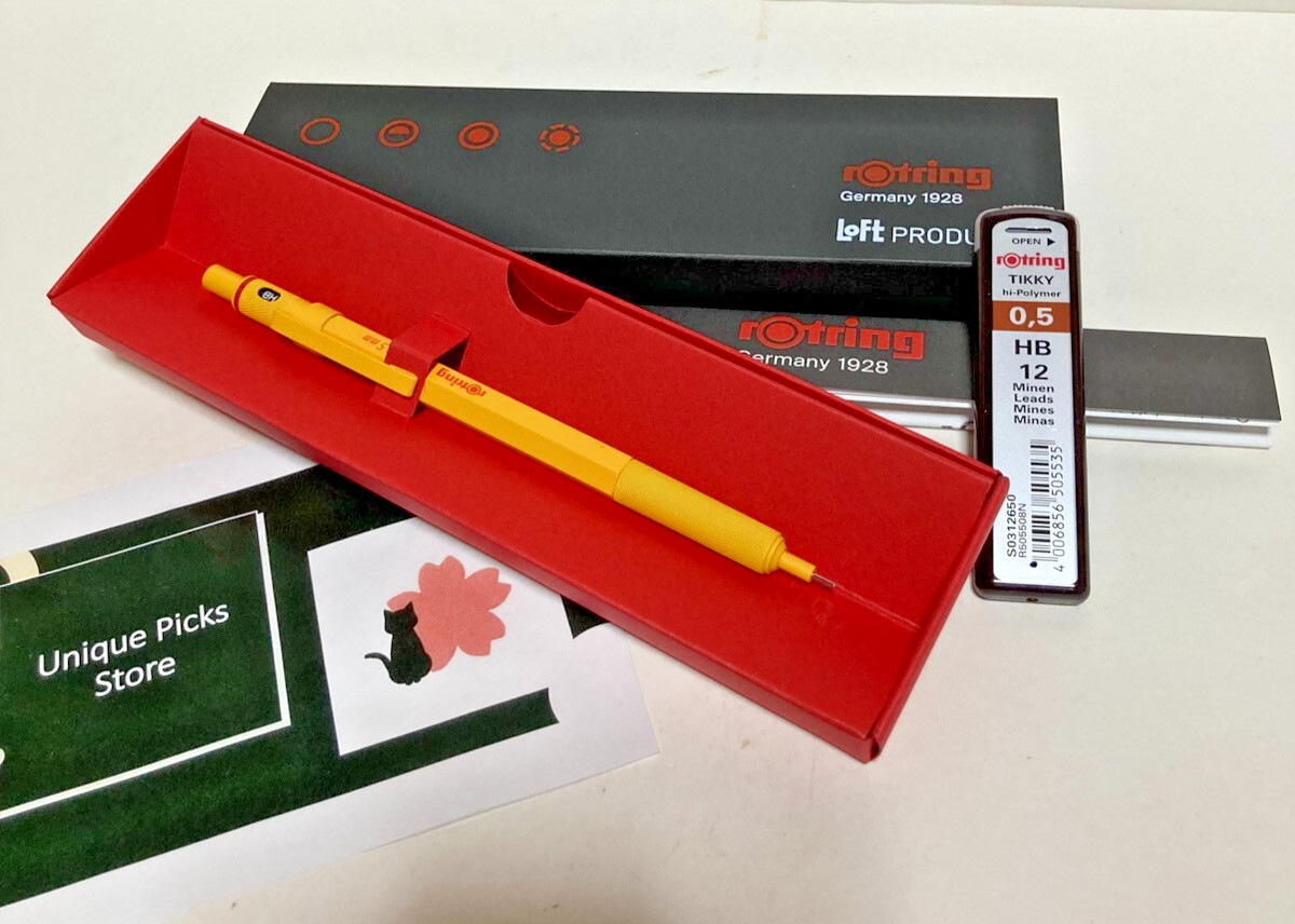 New Rotring 600 Yellow Mechanical Pencil 0.5 mm  Loft Limited Color  With lead