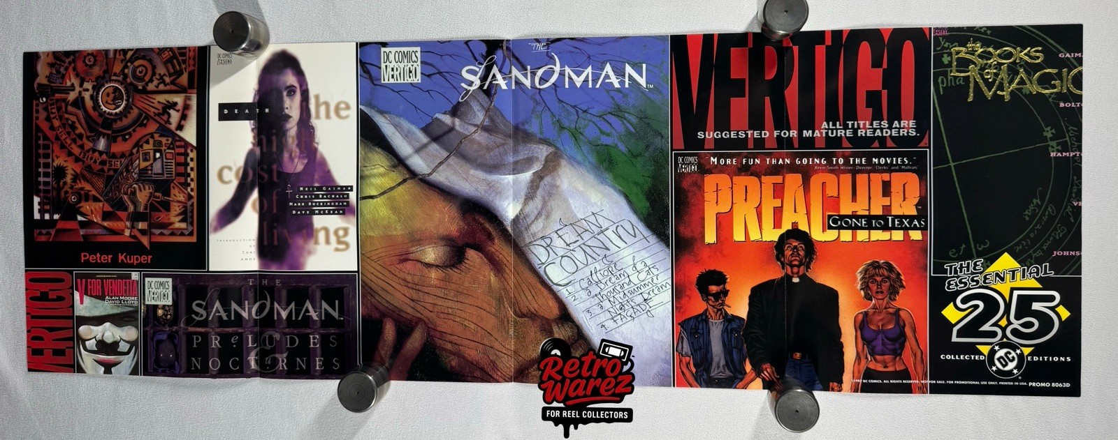Vertigo The Essential 25 Promo Poster 11x34” 1997 DC Comics Preacher Sandman