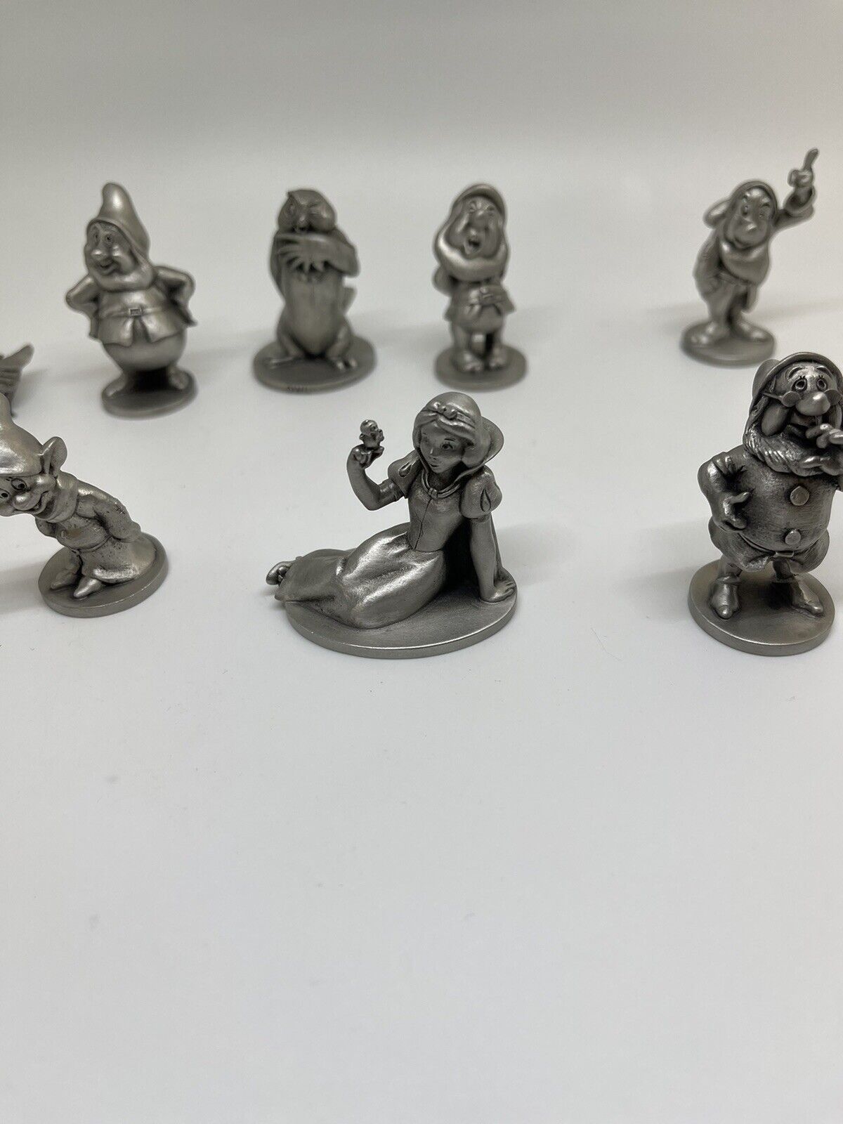 Vtg Schmid Disney Snow White & The Seven Dwarfs Fine Pewter Figurines Set of 10