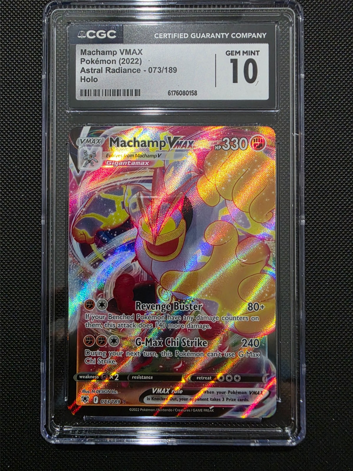 2022 POKÉMON ASTRAL RADIANCE HOLO #073/189 MACHAMP VMAX CGC 10 GEM MINT
