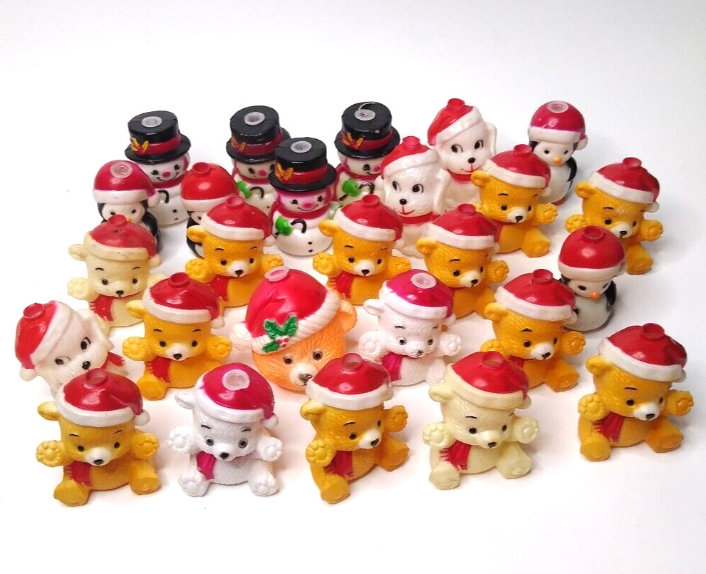 VTG Various Christmas Blow Mold String Light Covers (26) Animals Bears Penguins