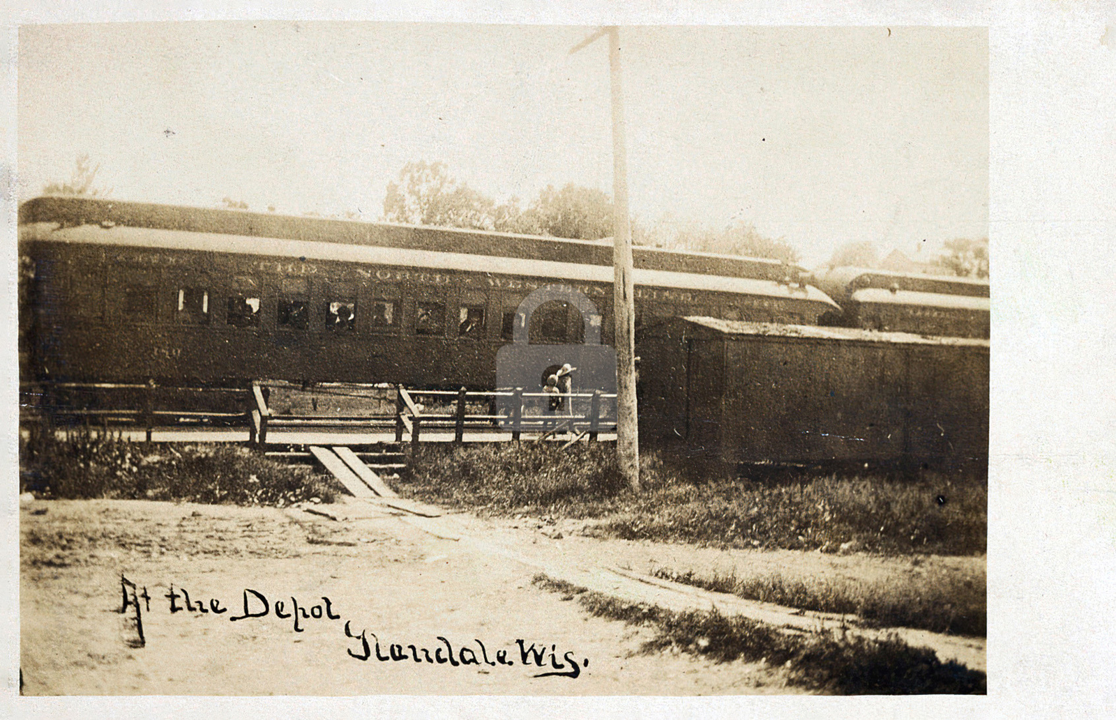 At the depot, Glendale, WI Wisconsin c.1907 RPPC Photo Postcard Copy