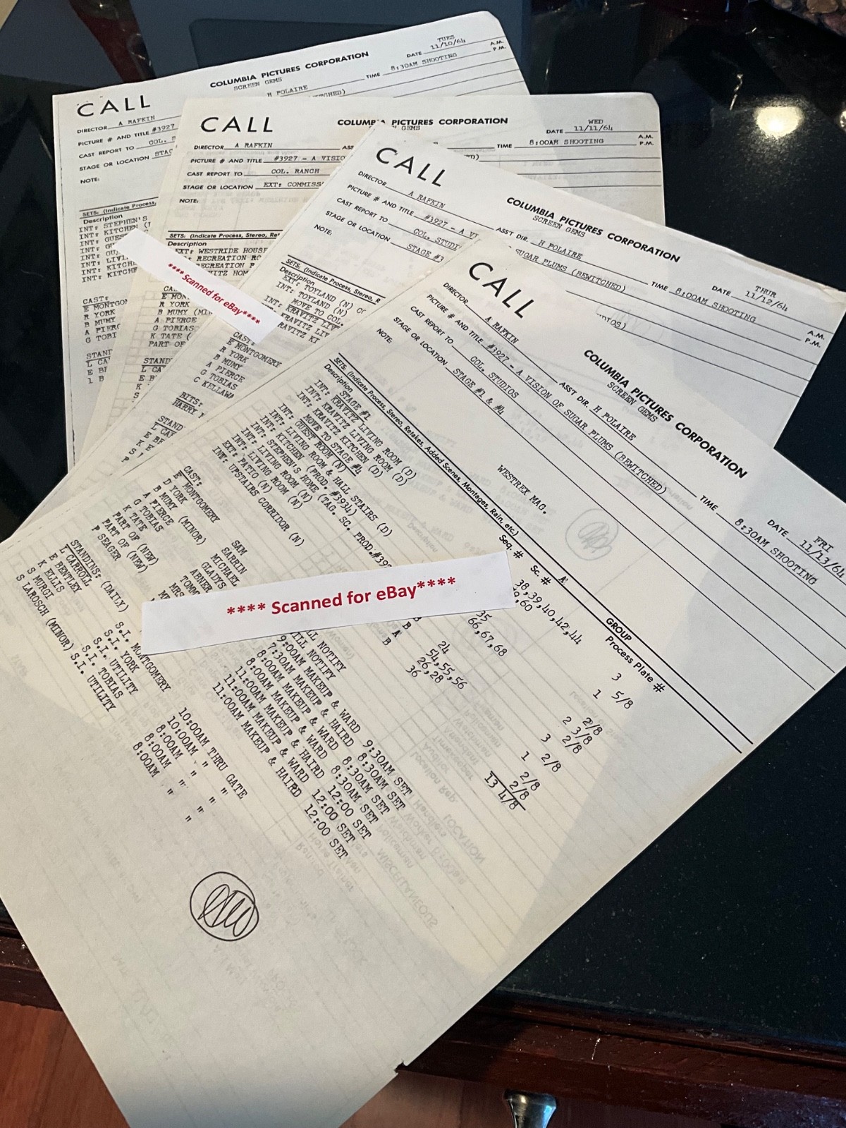 Original very rare call sheets BEWITCHED - 1964 Christmas episode