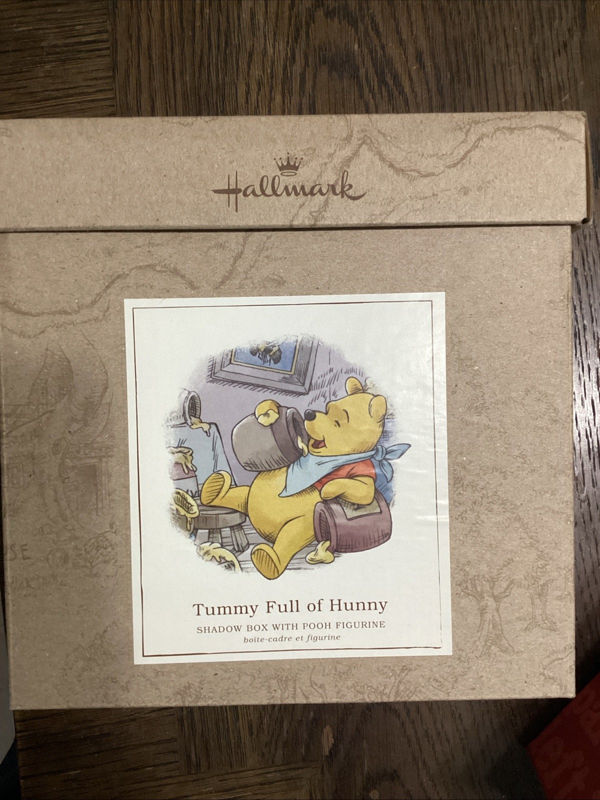 Hallmark Shadow Box With Pooh Figurine Tummy Full Of Hunny
