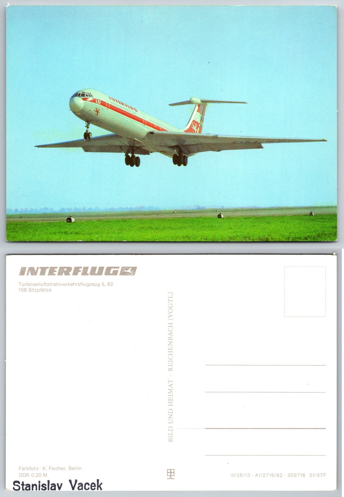 Continental Interflug Airplane Postcard
