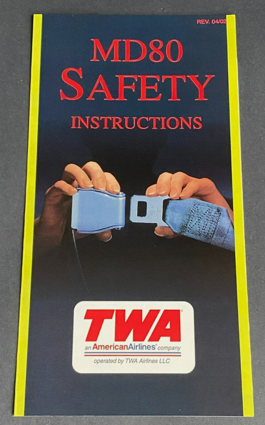 TWA Trans World Airlines MD-80 Safety Card - PN4930 4/02
