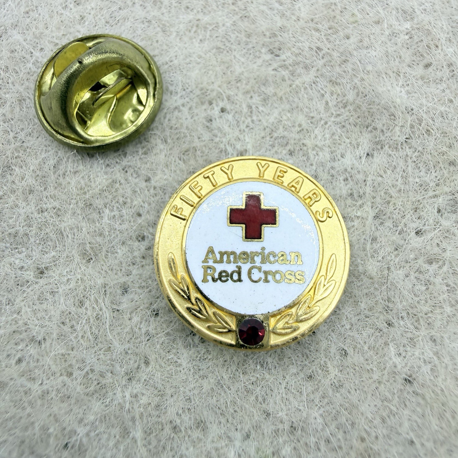 Vintage 24k Gold Plated American Red Cross Fifty Years or Service Award Pin