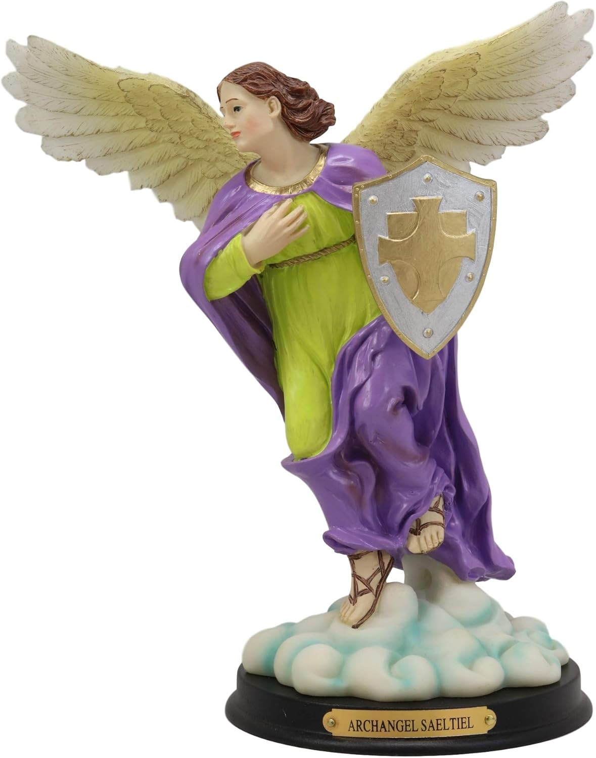 Ebros Holy Archangel Saint Selaphiel Sealtiel Carrying Shield of Faith Statue wi