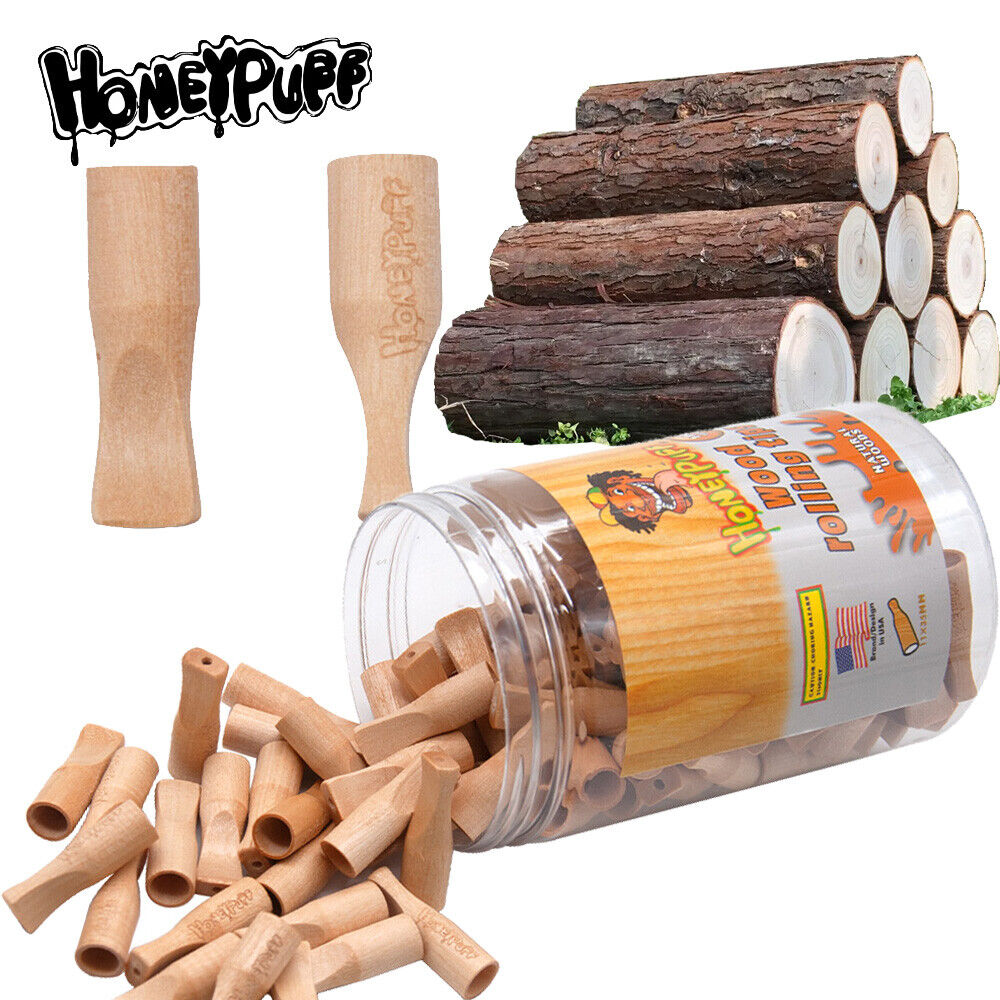 HONEYPUFF 120X Natural Unrefined Wood Cigarette Filter Tips Flat Head Tips