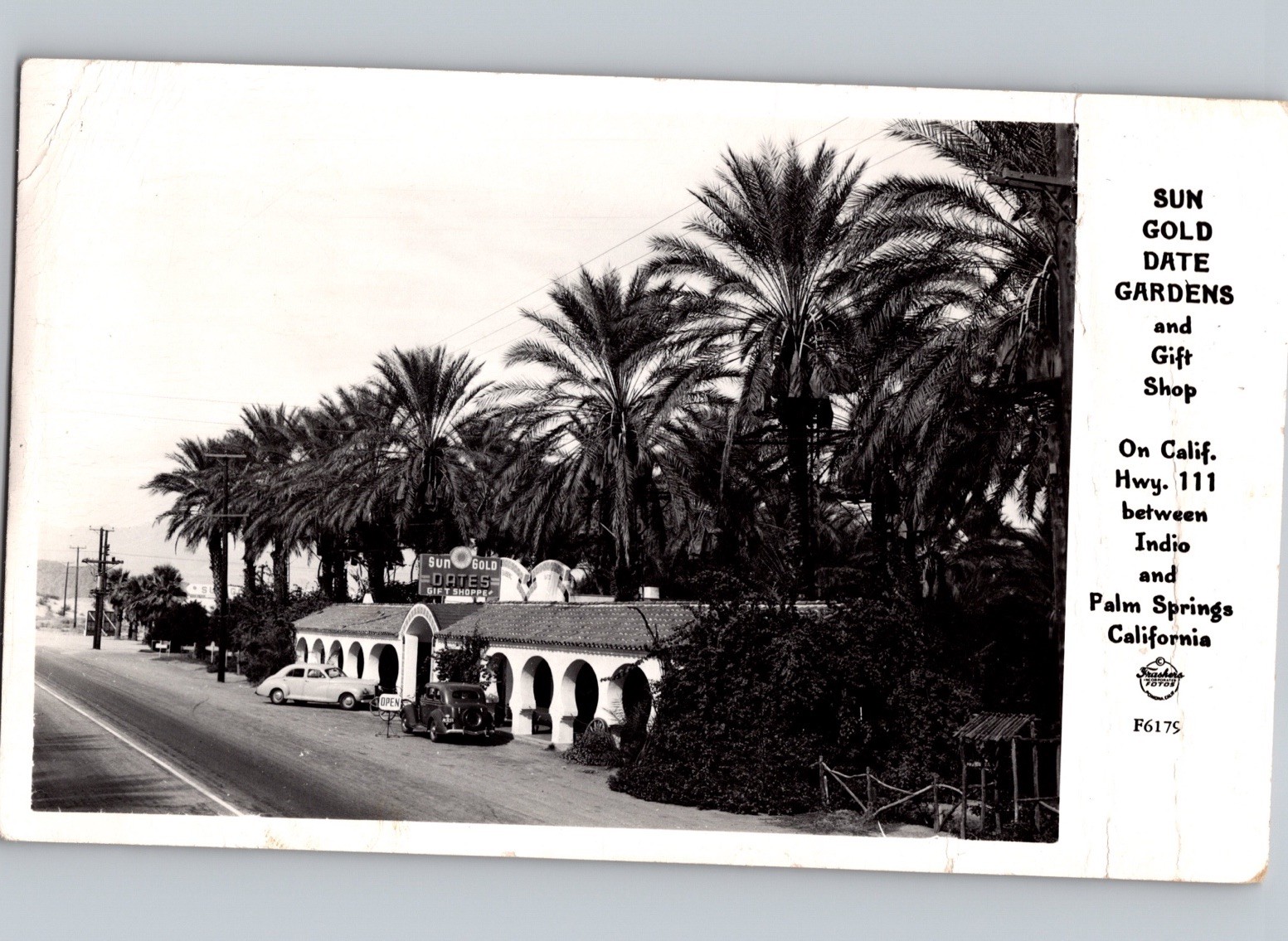 c1949 Sun Gold Date Gardens Gift Shop Indio Palm Springs California CA RPPC