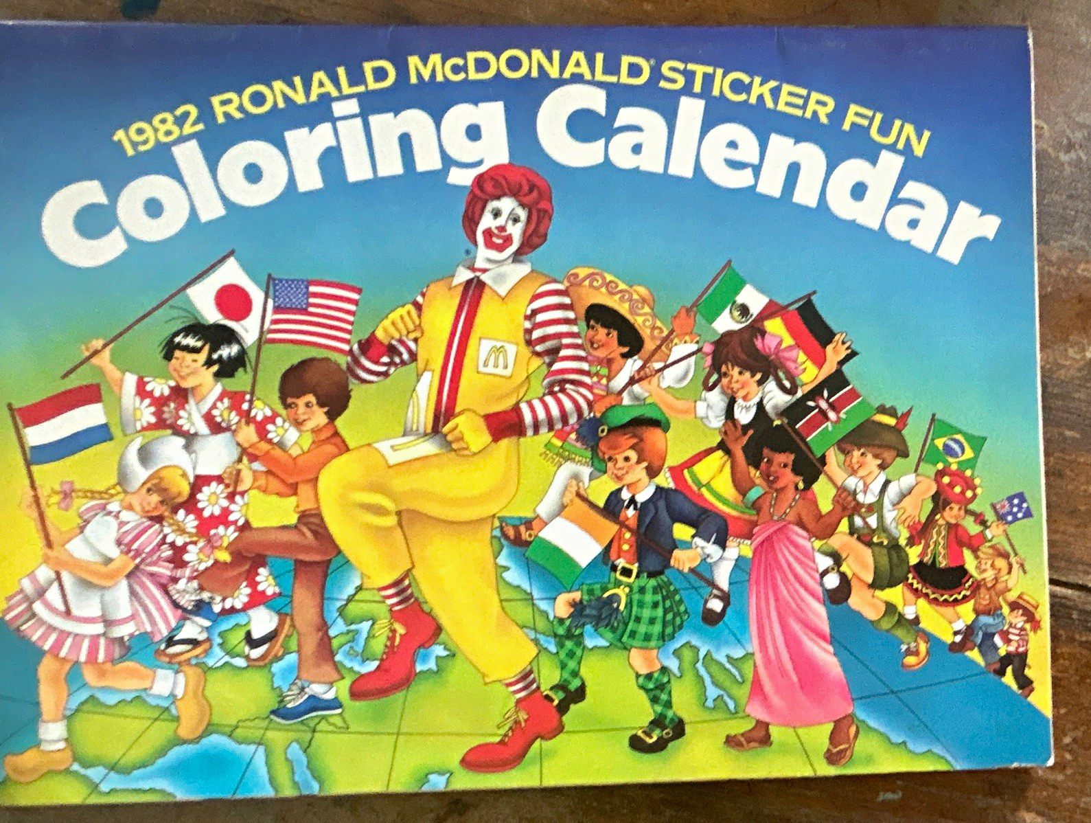McDonald\'s 1982 Ronald McDonald Sticker Fun Coloring Calendar, Multicolor