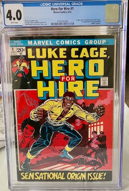 LUKE CAGE, HERO FOR HIRE #1  CGC 4.0  WHITE Pages - ORIGIN AND FIRST APPEARANCE