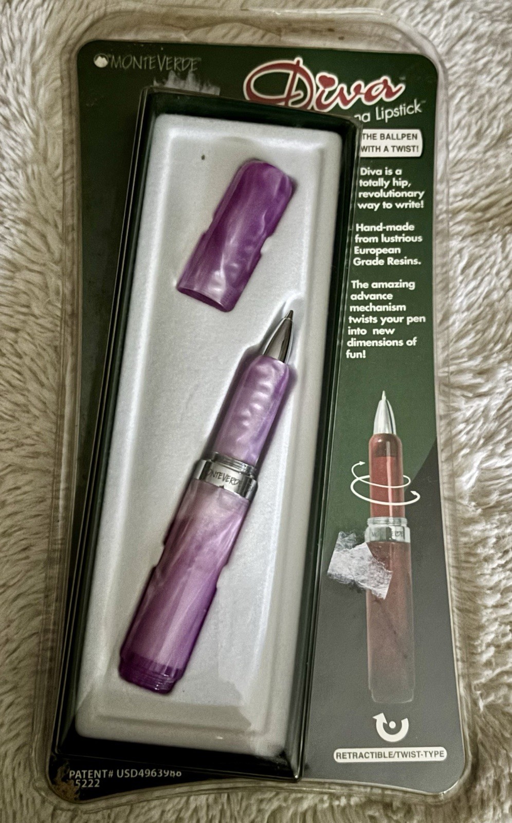MonteVerde Pink / Purple Diva La Penna Lipstick Pen RARE FIND Unopened NIB