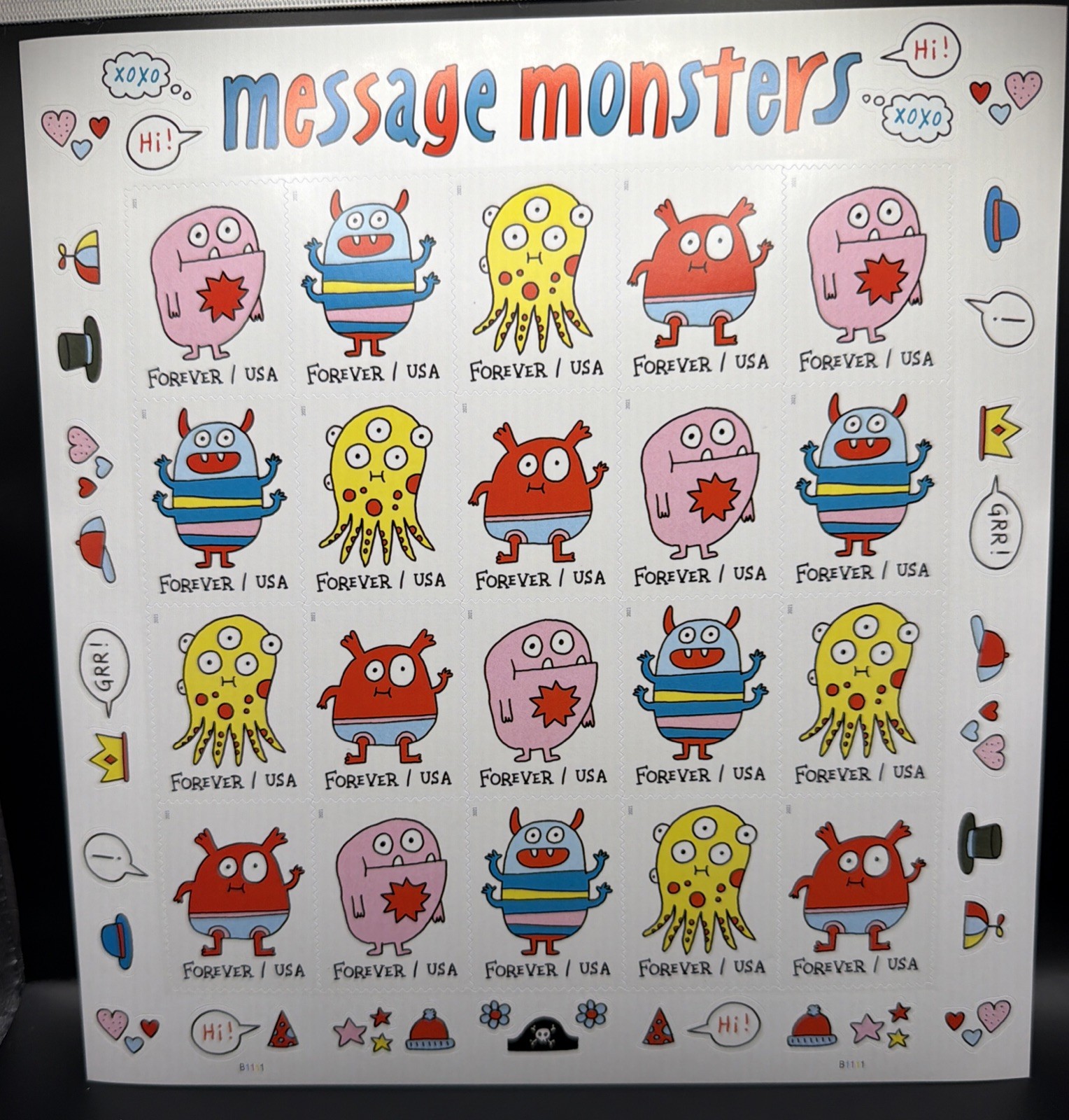 2021 USPS Message Monsters Forever Stamp Sheet of 20 Collectible Stamps