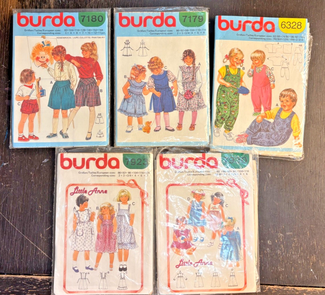 Vintage_ Burda Children\'s Sewing Patterns 70s/80s_ 7180, 7179, 6328, 7923 & 7930
