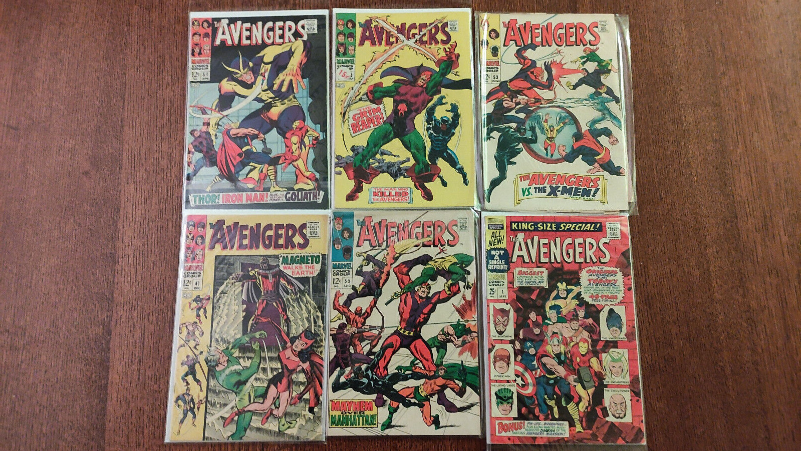 Marvel Comics, The Avengers, 1967 - 1968, Lot of 6: 1, 47, 51 - 53, 55