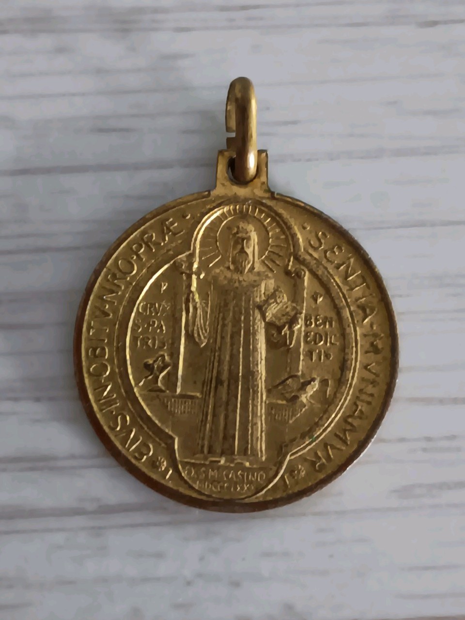 Vintage *Worn* Metal St. Benedict Medal Catholic Charm Italy
