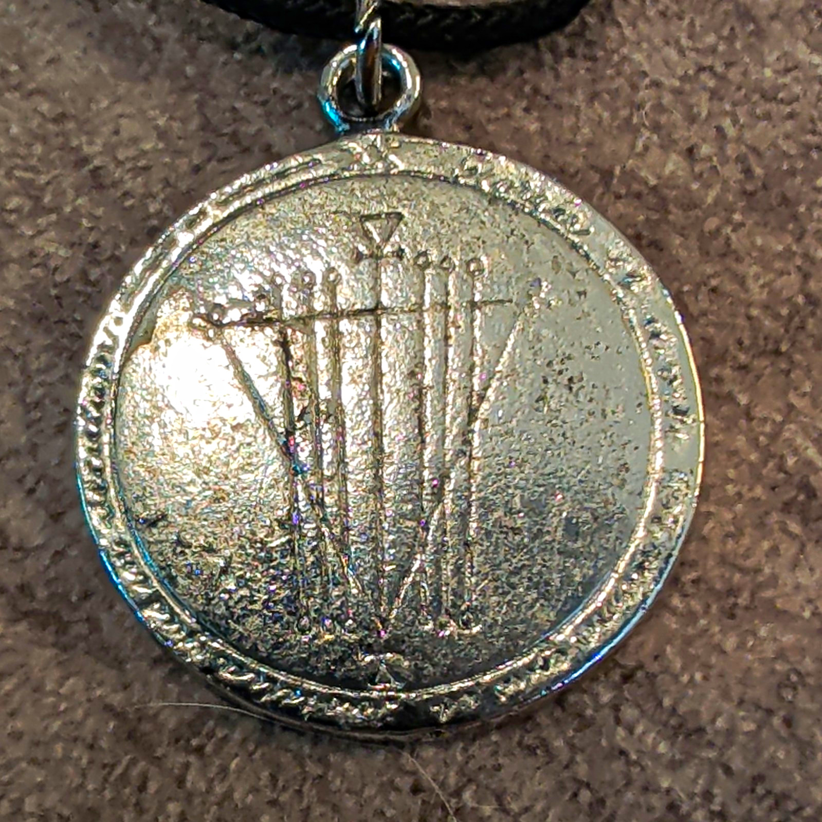 Alpha Et Omega Talisman - Silver Tone Metal Medallion Fortune Luck Charm Pendant