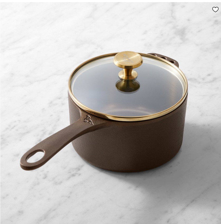 Smithey 1-Qt Seasoned Cast Iron Saucepan Small Cooking Pot Cookware