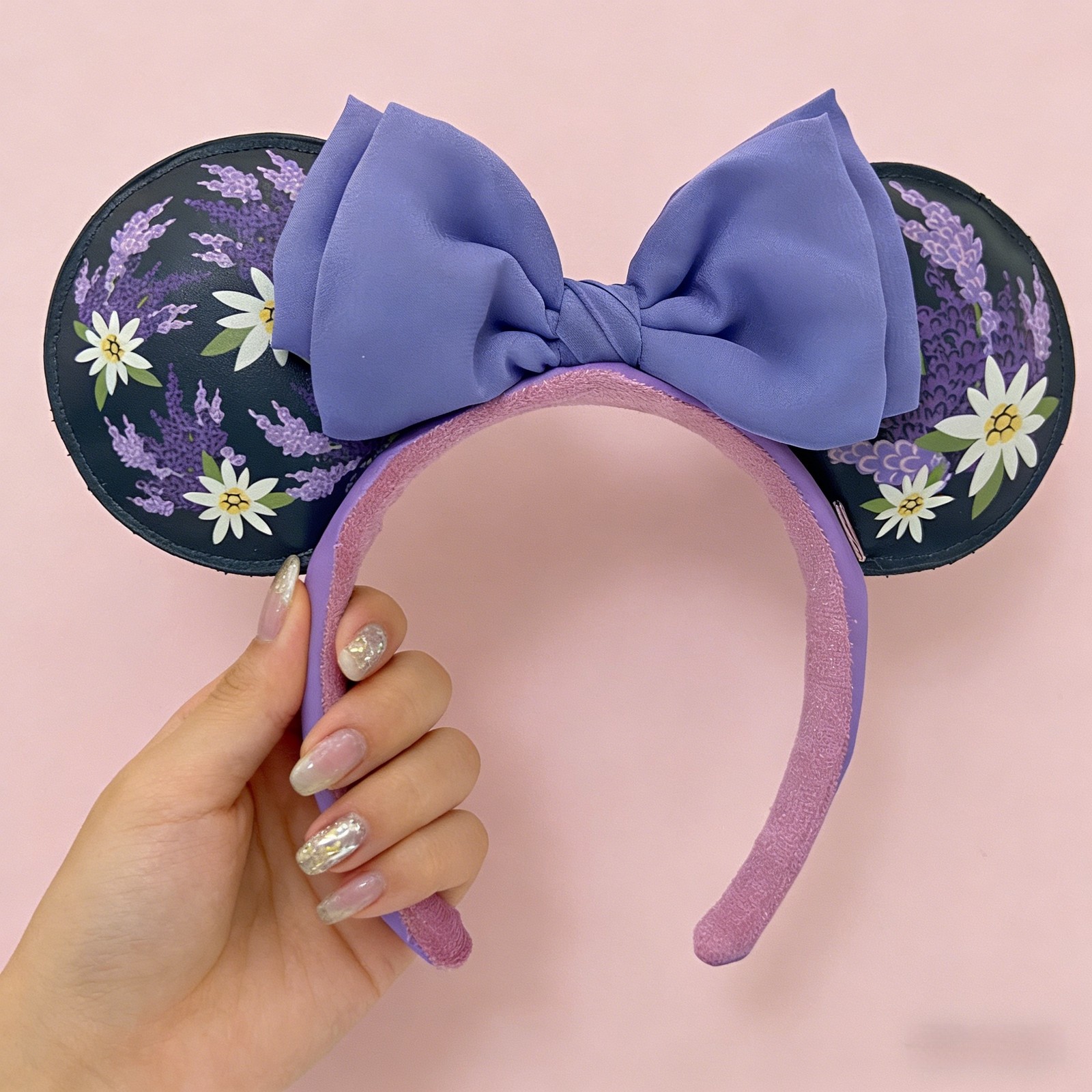Disney Park French Lavender Lilac Purple Flower Headband 2022 Minnie Mouse Ears